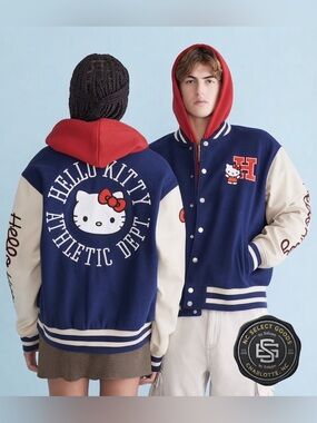 HELLO KITTY-AEROPOSTALE -VARSITY-BOMBER-JACKET-SNAP BUTTON-SIZE L
